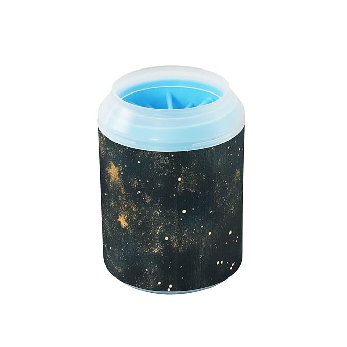 Dog Paw Cleaner Cups for Dogs Pets Foot Washer Paw Scrubber for Medium Small Dogs Cats Cleaning Cup Night Sky Golden Stars