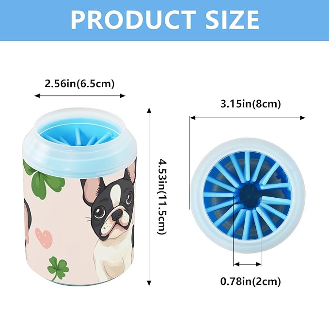 Dog Paw Cleaner Cups for Dogs Pet Foot Washer Paw Scrubber for Medium Small Dogs Cats Cleaning Cup French Bulldogs Green Clover Pink Heart