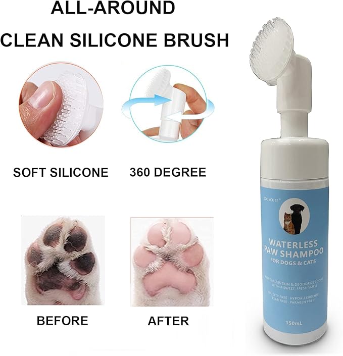2 Pack Pet Paw Cleaner for Dogs & Cats, Waterless Foam with Silicone Scrubber, Dogs Cats Feet Paw Cleaner