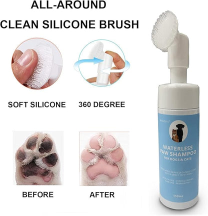 2 Pack Pet Paw Cleaner for Dogs & Cats, Waterless Foam with Silicone Scrubber, Dogs Cats Feet Paw Cleaner