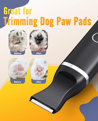 oneisall Dog Paw Trimmer,Corldless Paw Trimmer for Dogs with Double Blades,Quiet 2 Speed Small Dog Grooming Clippers for Paws, Eyes, Ears, Face, Rump (Black)