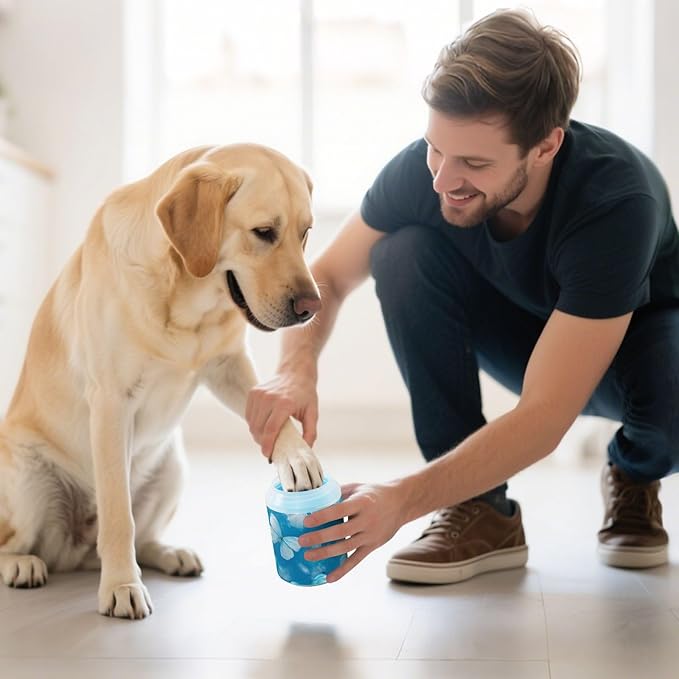 Dog Paw Cleaner Mudbuster Dog Foot Washer for Small Medium Large Dogs Cats Premium Pet Supplies Ink Blue Butterfly