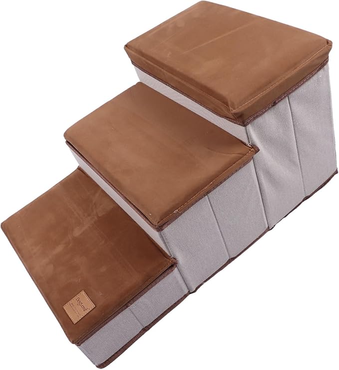 Fabater Dog Stairs for Small Dogs, 3 Step Dog Steps for Couch Sofa and Chair, Anti Slip with Storing Space, Pet Stairs Pet Steps Ramp for Small Dogs and Cats