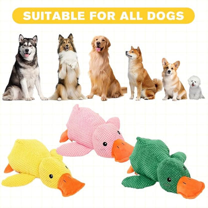 2025 New Calming Duck for Dogs, Quack-Quack Duck Dog Toy with Soft Squeaker, Durable Yellow Stuffed Dog Toy, Indoor Puppy Chewers (Pink)