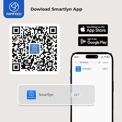 PAPIFEED Automatic Cat Feeder with App Control, 2.4G WiFi Auto Cat Food Dispenser, 3L Cat Feeder Automatic with Dual Power Supply, Easy-Clean Design for Cats & Small Dogs (Black)