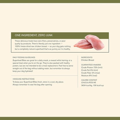 BADLANDS RANCH - Superfood Bite, Freeze-Dried Raw Dog Treats - Protein Rich, Train & Reward, Traceable Single Ingredient by Katherine Heigl (4 Ounce (Pack of 4) Chicken Breast)
