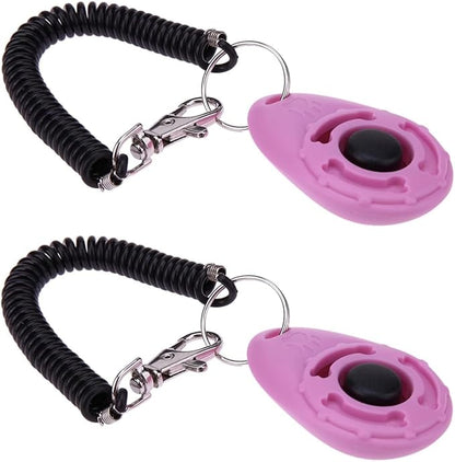 2Pcs ‎Pink Clicker Easy to Use with Button Dog Training Accessories Strong and Long-Lasting, Training and Behavior Aids