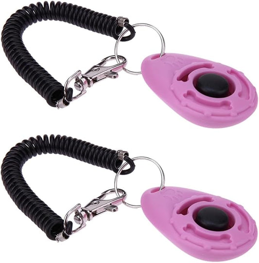 2Pcs ‎Pink Clicker Easy to Use with Button Dog Training Accessories Strong and Long-Lasting, Training and Behavior Aids