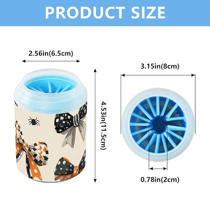 Dog Paw Cleaner Mudbuster Dog Foot Washer for Small Medium Large Dogs Cats Premium Pet Supplies Halloween Cartoon Bows Beige