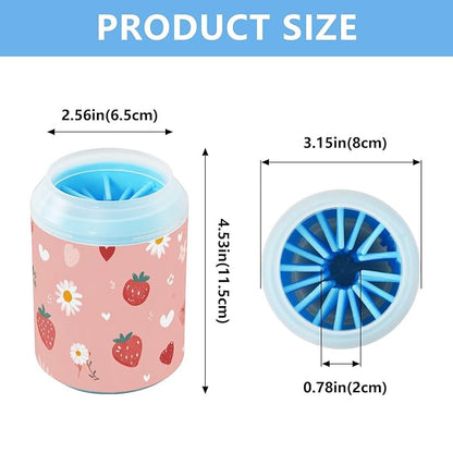 Dog Paw Cleaner Mudbuster Dog Foot Washer for Small Medium Large Dogs Cats Premium Pet Supplies Pastel Pink Daisy Strawberry Hearts
