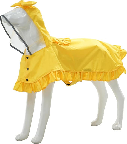 MAMORE Dog Raincoats, Waterproof Dog Rain Jacket with Clear Hood, Adjustable Reflective Lightweight Breathable Pet Rain Poncho for Small Medium Large Dogs(Yellow, XX-Large)
