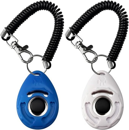 Dog Clicker for Training with Wrist Strap, Training Clicker for Puppy, Cat, Potty, Bird, Horse, Pet, Dog Clicker Trainer Training Tools, Behavior Aids, 2 Pack Blue and Red