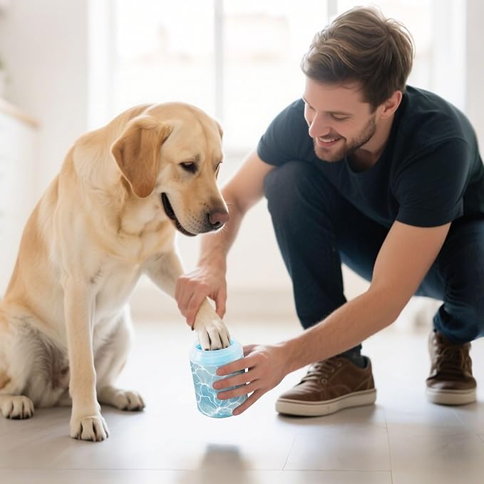 Dog Paw Cleaner Mudbuster Dog Foot Washer for Small Medium Large Dogs Cats Premium Pet Supplies Light Blue Pool Ripples