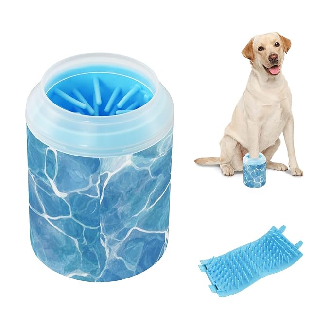 Dog Paw Cleaner Mudbuster Dog Foot Washer for Small Medium Large Dogs Cats Premium Pet Supplies Summer Blue Pool Ripples