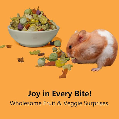 JADINGSFARM Natural Hamster & Gerbil Food 6oz, Vitamin & Mineral Rich Daily Diet for Hamsters, Gerbils,Guinea Pigs, Chinchillas,Supports Dental Health and Digestion, Fruit & Vegetable Hamster Food