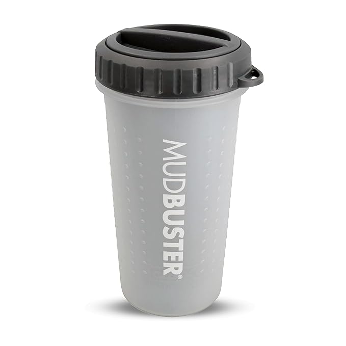 Dexas Lidded MudBuster Portable Dog Paw Cleaner, Light Gray, Large with Lid