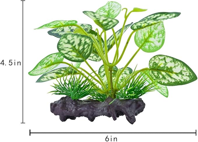 MRTIOO 2 pcs Reptile Artificial Plants, Terrarium Plants Decorations Supplies, Amphibian Habitat Hideout Tank Accessories, Rainforest Ground Plant