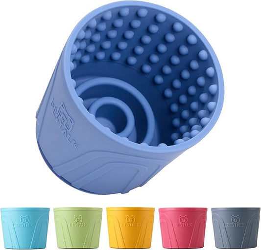 Dog Lick Bowl, Bestalk Anxiety Relief Slow Feeder Dog Lick Mat Treat Dispenser, Non-Slip Licking Bowl Enrichment Toys for Small Medium and Large Breed Dogs, BPA Free Silicone(Dark Blue,M-L)