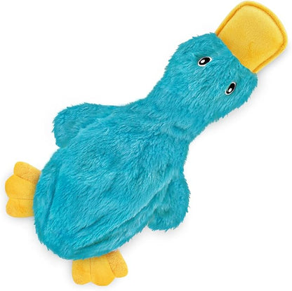Best Pet Supplies Interactive Squeaky Dog Chew Toy, Ideal Dog Toys for Chewers, Small, Medium & Large Dogs, and Fetch Lovers - Crinkle Duck (Yellow, Purple & Turquoise), Large