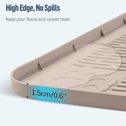 Pee Pad Holder for Dogs, 34" x 22" Silicone Pee Tray Mat Leak-Proof, High Edge, No Spill Pet Pad Holder for Puppy, Cat, Rabbit, Training Pads for Floor Protection, No Pee Pads (Khaki)