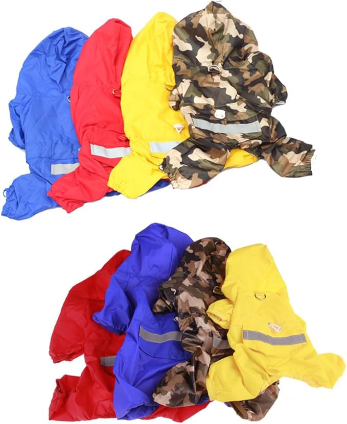 Kisangel Dog Raincoat with Hood Lightweight Breathable Small Pet Rain Slicker Reflective Camouflage Design for Puppies and Cats