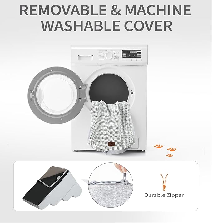 Made4Pets Dog Stairs Ramp for Small Dogs 15.7" H, 3-Step Dog Steps for Bed Couch Sofa and Chair, 35D Foam Pet Steps for Small Dogs and Cats, Non-Slip Bottom Pet Stairs, Light Grey