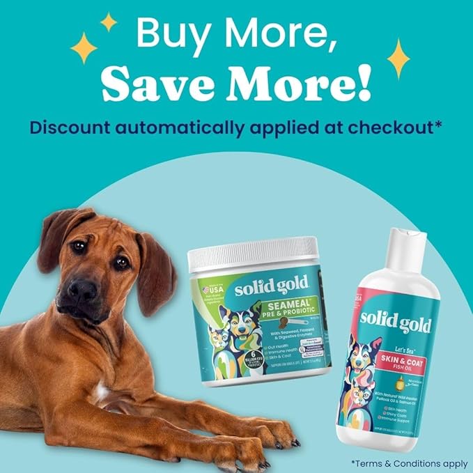Solid Gold SeaMeal Cat Probiotic & Dog Probiotics for Digestive Health - Kelp Powder Dog & Cat Multivitamin Supplement w/Prebiotics & Digestive Enzymes for Skin, Coat, & Gut + Immune Support - 3.5oz