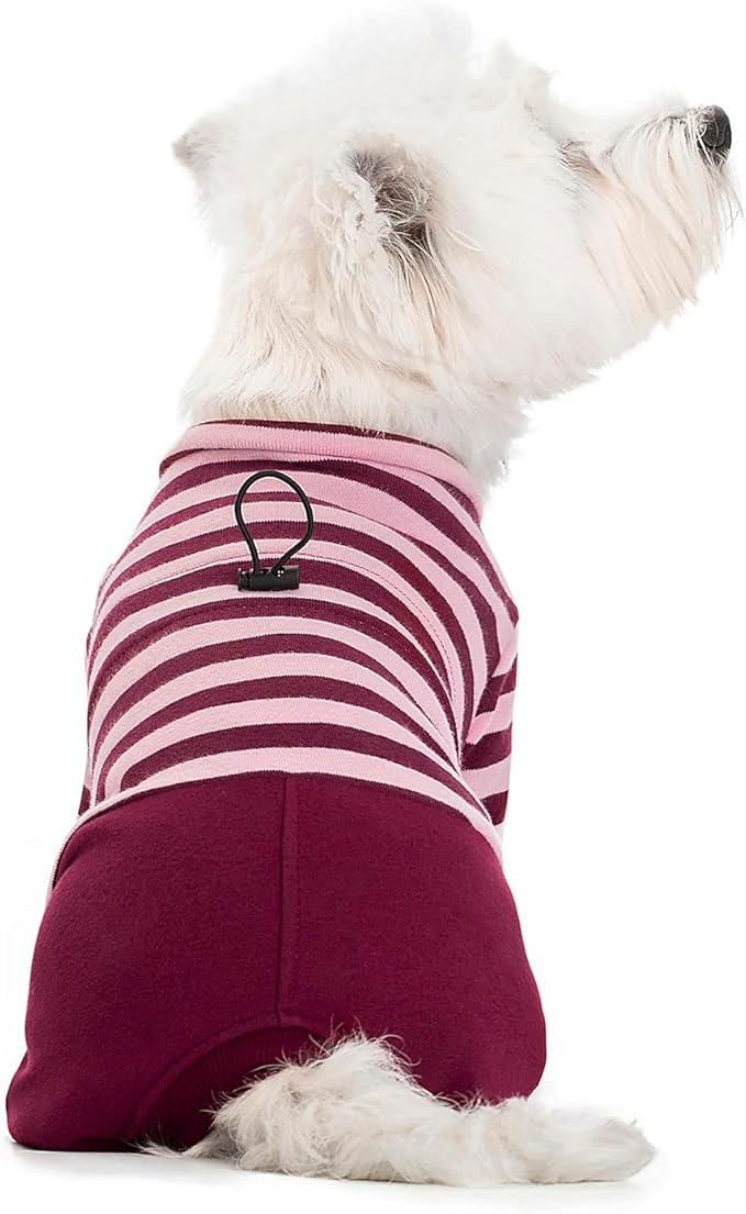 Winter Coat for Dogs - Warm Cotton Cold Weather Striped Round Neck Pajamas, Long Sleeves Jumpsuit, Color-Blocked Clothes for Small Medium Dogs, Onesie Anti Hair Shedding