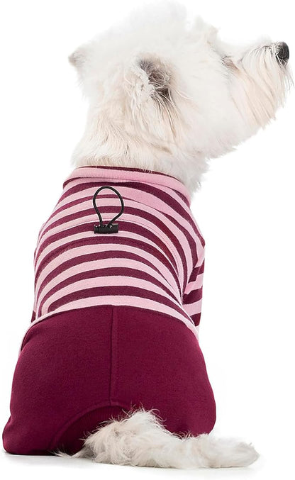 Winter Coat for Dogs - Warm Cotton Cold Weather Striped Round Neck Pajamas, Long Sleeves Jumpsuit, Color-Blocked Clothes for Small Medium Dogs, Onesie Anti Hair Shedding