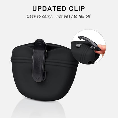 Left&Right Dog Clicker Training Kit,Silicone Dog Training Treat Pouch and Dog Clickers,Dog Treat Bag with Clicker Training for Dogs,Pet Treat Bag with Magnetic Buckle Closing and Waist Clip,Black