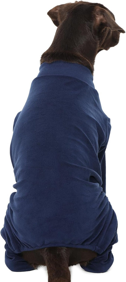 Dog Pajamas Winter Fleece Sweaters Warm Onesie for Large Dogs Pjs Boy Soft Cozy Cold Weather Pet Jumpsuit for Sensitive Skin Warm Sleep Jammies, Blue XXL
