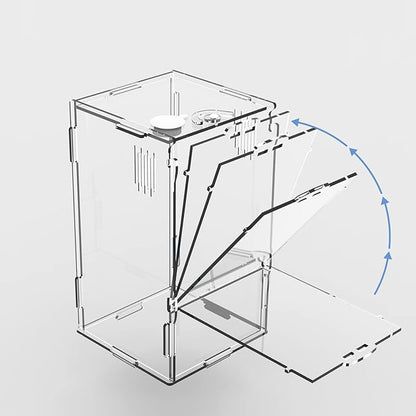 BETAZOOER Acrylic Mini Reptile Tank Habitat Transparent Terrariums with Locking Latch Suitable for Tarantula Isopod Roach Invertebrates (4''x4''x8'')