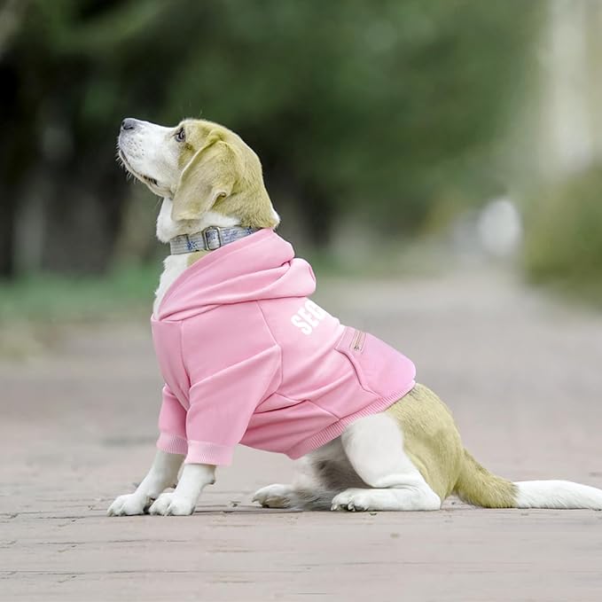 Dog Hoodie for Large Dogs Glow-in-The-Dark Security Dog Sweater Sweatshirt Hooded Soft Brushed Fleece WinterClothes with Dual Pocket Zip Puppy Hoodies Pink XXL
