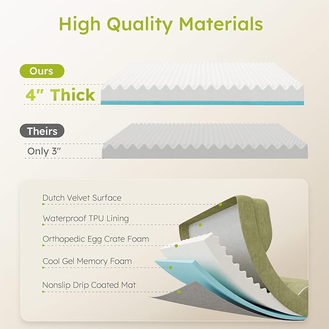 XXL Dog Bed for Extra Large Dogs, Giant Orthopedic Dog Bed with Cooling Gel Memory Foam, Waterproof Pet Bed with Removable Washable Cover, 53" Pet Sofa bed Dutch Velvet with Bone Toy, Dark Green