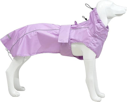 Adjustable Waterproof Dog Raincoat for Dogs,Lightweight Pet Rain Jacket Puppy Clothes with Reflective Strip for Small Medium Large Dogs (Light Purple, 3X-Large)