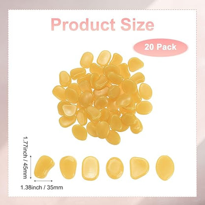 20-Pack Glow in The Dark Rocks, 1.77" Resin Outdoor Garden Decorations Luminous Pebbles Stones for Garden Plants/Aquarium/Backyard Path, Aquarium Gravel [Orange]