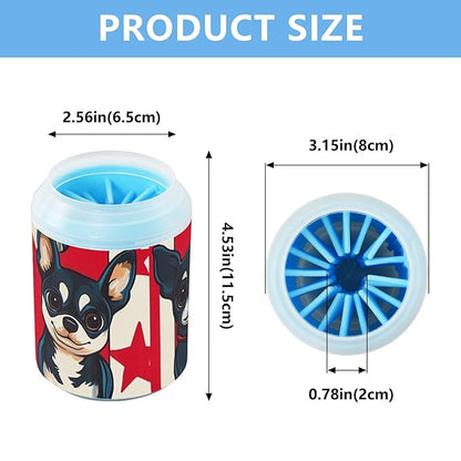 Dog Paw Cleaner Cups for Dogs Pet Foot Washer Paw Scrubber for Medium Small Dogs Cats Cleaning Cup Cute Chihuahua Dogs and Patriotic Stars