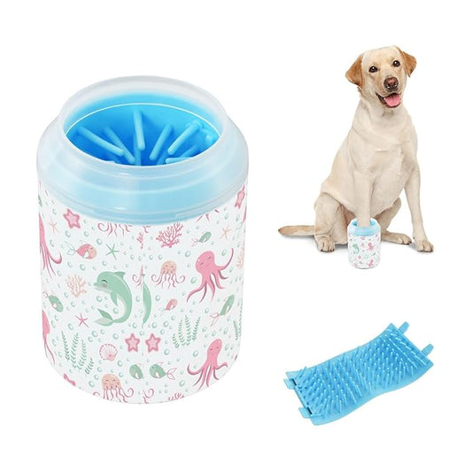 Dog Paw Cleaner Cups for Dogs Pets Foot Washer Paw Scrubber for Medium Small Cats Dogs Cleaning Cup Sea Animals Octopus Dolphin