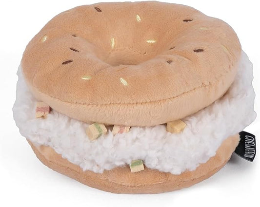 CHEWFFON Dog Plush Squeaky Toy, Interactive Bagel Shape Puppy Snuffle Toys, Cute Dog Puzzle Enrichment Toy Treat Puzzle for Small and Medium Dogs