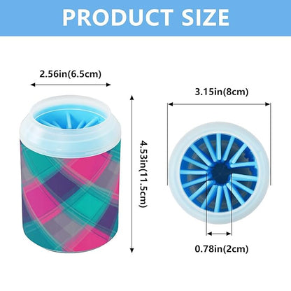 Dog Paw Cleaner Mudbuster Dog Foot Washer for Small Medium Large Dogs Cats Premium Pet Supplies Teal Plaid Pink Blue