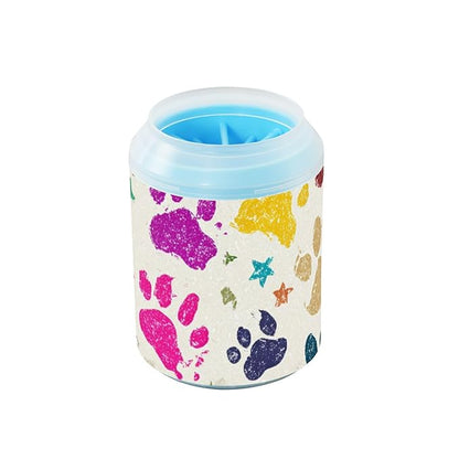 Dog Paw Cleaner Cups for Dogs Pet Foot Washer Paw Scrubber for Medium Small Dogs Cats Cleaning Cup Colorful Paw Prints and Stars