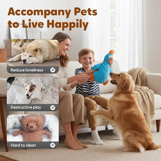 Duck Dog Toy, 2026 New Cute Yellow Stuffed Calming Duck Dog Toys with Soft Squeaker, Interactive Dog Toys for Aggressive Chewers (Green+Yellow)