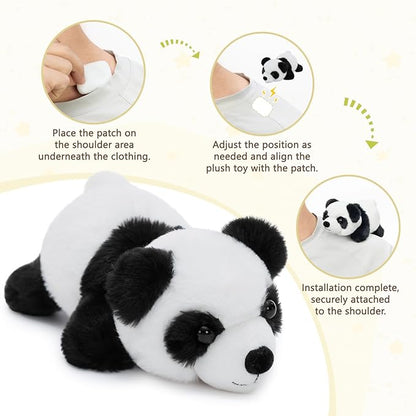 Tezituor Portable Magnetic Panda and Sloth Plush Toys Set - 7" Shoulder Magnets Stuffed Animal Interactive Play - Gift for Girls, Boys, Kids