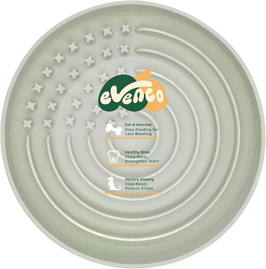 Slow Feeder Dog Bowls, Slowdown Bowl - Puzzle Silicone Dog Feeding Bowls with Suction Cups, Innovative Lick Mat, Healthy Eating, Dishwasher Microwave Safe, Mealtime Challenge, 7.5" x 1.3" Green