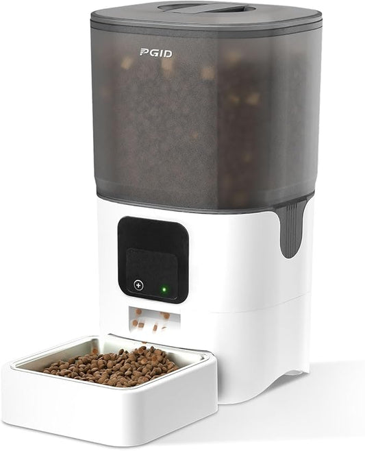 PGID Automatic Cat Feeder 6L,Timed Cat Feeders for Dry Food, 2.4G WiFi Pet Feeder with APP Control for Remote Feeding,Automatic Dog Food Dispenser with Alexa,1-10 Meals Per Day for Dog