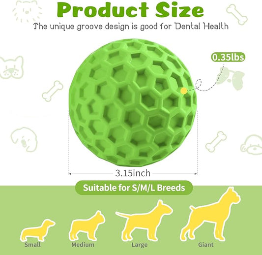 HIPPIH Indestructible Squeaky Dog Toys, Interactive Dog Balls 2 Pack, Dog Chew Toys for Aggressive Chewers, Natural Rubber Puppy Toys for Large/Medium Dogs, Tough Puppy Teething Toys, Relieve Anxiety