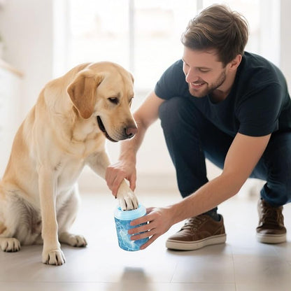 Dog Paw Cleaner Mudbuster Dog Foot Washer for Small Medium Large Dogs Cats Premium Pet Supplies Summer Blue Pool Ripples