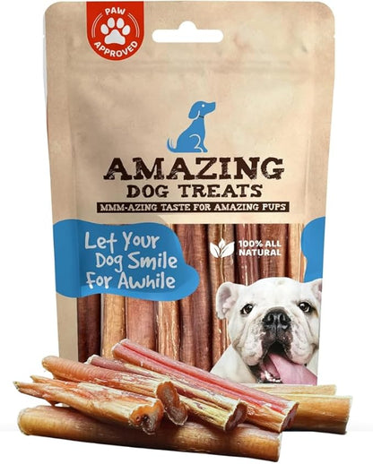 Amazing Dog Treats - 4-6 Inch Variety Bully Sticks (10 oz) - All Natural Rawhide Alternative - Long Lasting Dog Treats - No Hide Dog Chew- 100% Beef - Promotes Canine Dental Health