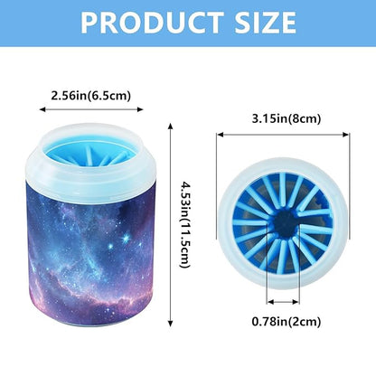Dog Paw Cleaner Cups for Dogs Pets Foot Washer Paw Scrubber for Medium Small Dogs Cats Cleaning Cup Starry Sky Nebula Swirling Purple