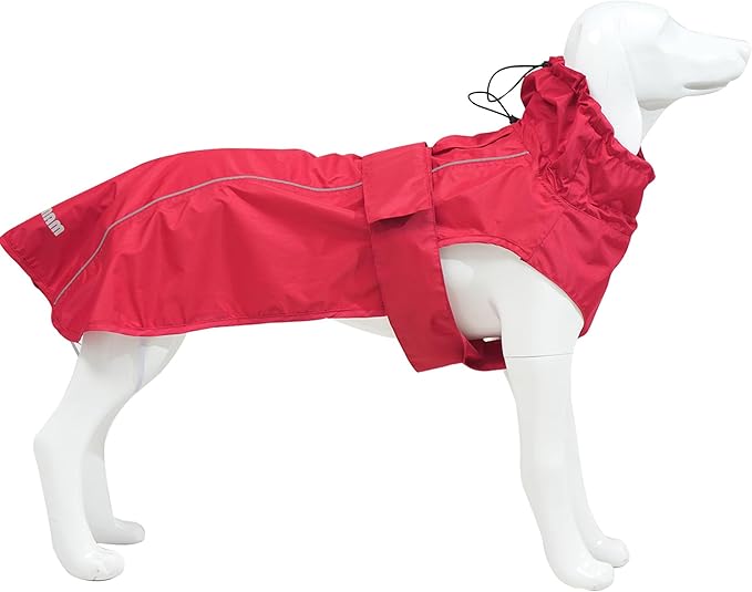 Adjustable Waterproof Dog Raincoat for Dogs,Lightweight Pet Rain Jacket Puppy Clothes with Reflective Strip for Small Medium Large Dogs (Red, X-Large)